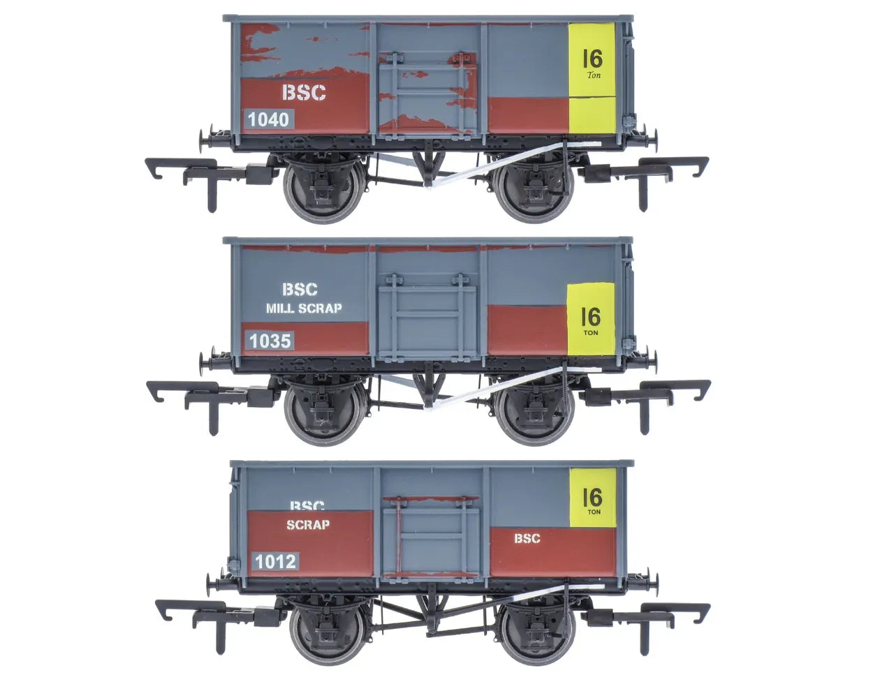 Accurascale Exclusive 16 - Tonne Mineral British Steel Scrap Model Railway Wagons - Set of 3 Stacked