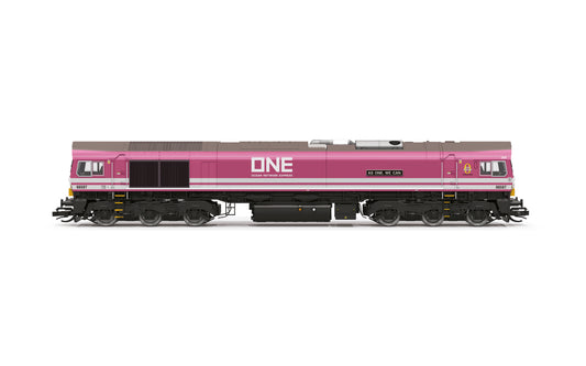 Hornby TT:120 UK Exclusive Freightliner Class 66 - 66587 "As One We Can" DCC-Ready Model Railway Locomotive