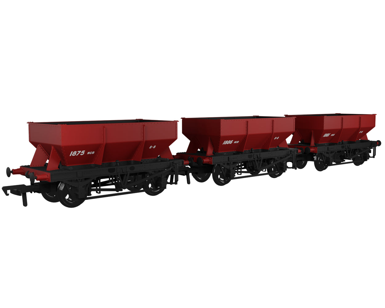 Rapido Limited Edition NCB 20-Tonne Hopper Wagons - Pack of 3 in Red_OO_ - World of Railways Exclusive